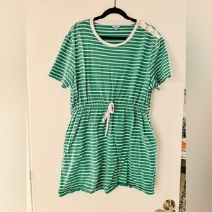 Green Stripe Draper James Tie Waist Dress